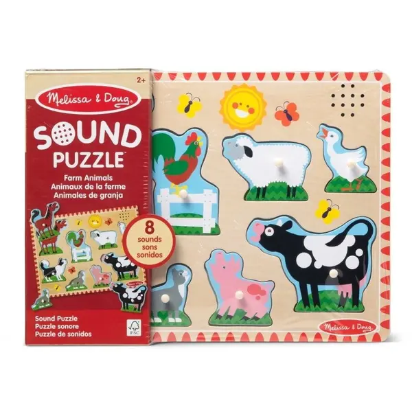 Spin Master Puzzle din lemn cu sunete Melissa & Doug Spin Master - Animale de la Ferma 2 Ani+