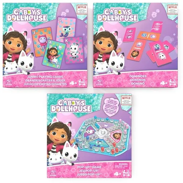 Spin Master Set 3 Jocuri Gabby's Dollhouse - Domino, carti si joc pop up