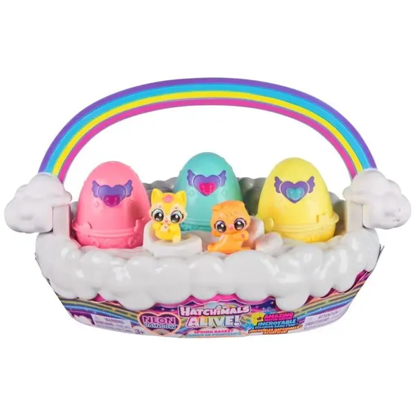 Spin Master Set figurine in cosulet, Hatchimals, Alive Neon Rainbow Basket