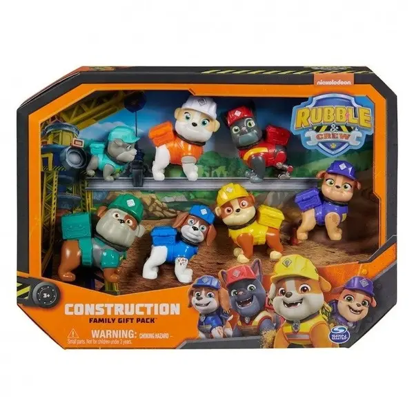 Spin Master Set figurine Paw Patrol - Construction Family, Rubble si echipa