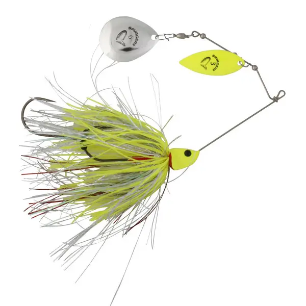 Spinnerbait Da'Bush Spinnerbait 14cm 21G Sinking Yellow Silver Holo Flame