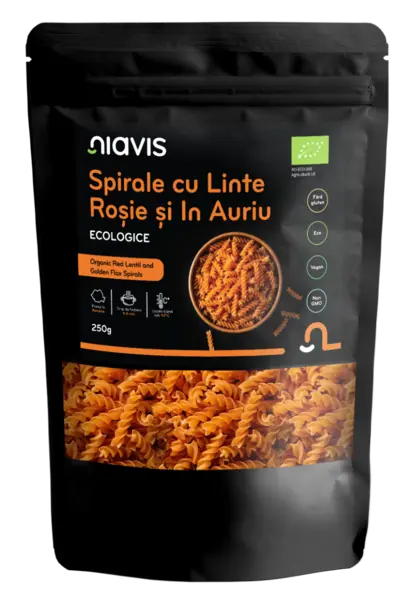 Spirale ecologice cu linte rosie si in auriu, 250g, Niavis