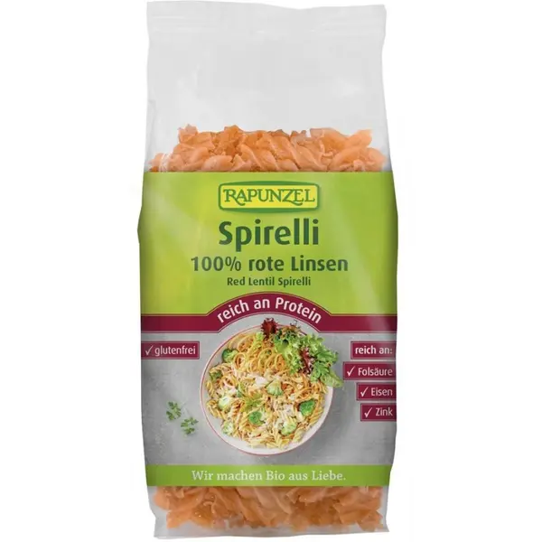 Spirelli din linte rosie fara gluten, eco - 300 g