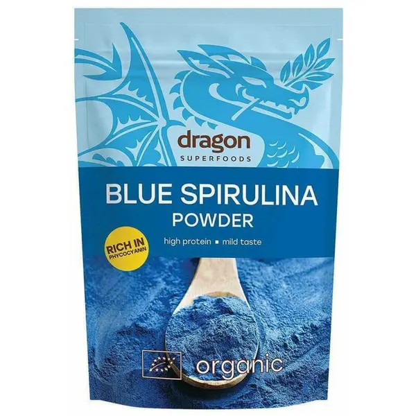 Spirulina albastra pulbere bio 75g Dragon Superfoods