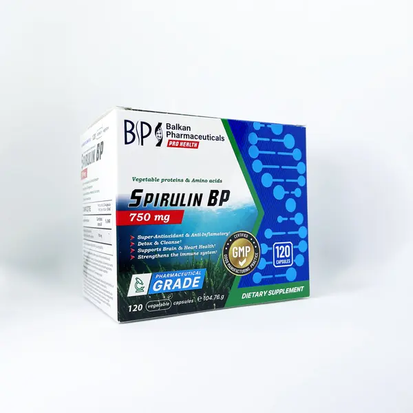 Spirulină, Supliment Natural, Sursă de Vitamine și Detoxifiere, 120 Caps.