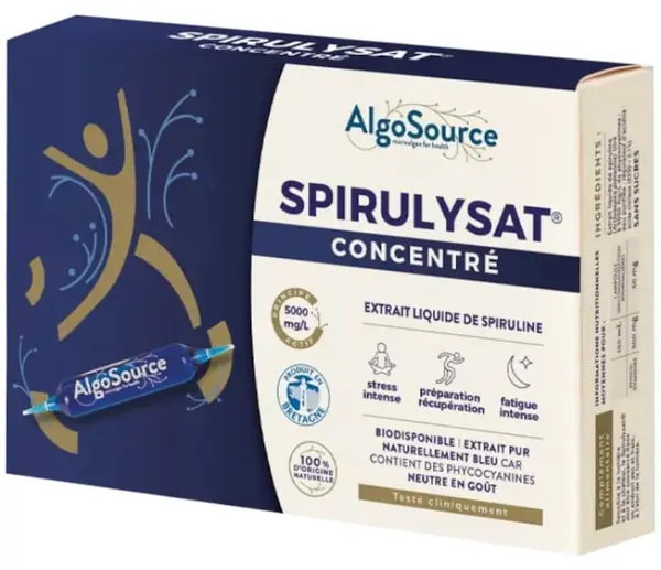 Spirulysat Concentrate AlgoSource - concentrat de ficocianină din spirulină, 20 fiole x 10 ml