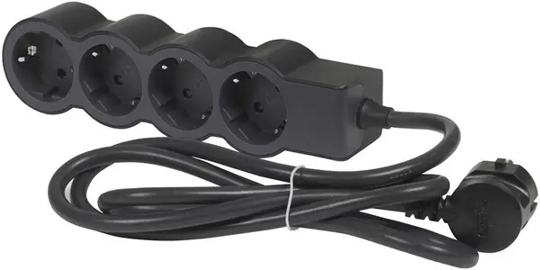 Splitter Legrand - 694553, 4x shuko, cablu de 1,5 m, negru-gri