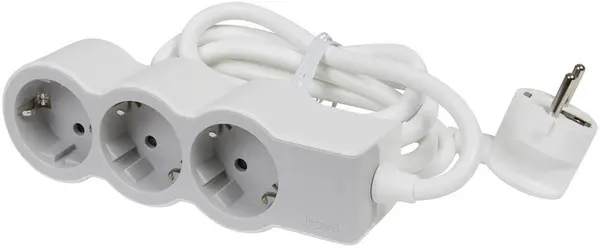 Splitter Legrand - 694567, 3x shuko, cablu de 5 m, alb/gri