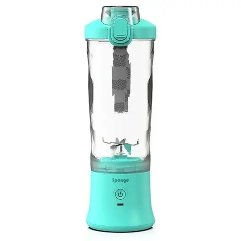 SPONGE Blender cu pahar, fara fir, Sponge, 0.6 L, 4000 mAh, Turcoaz