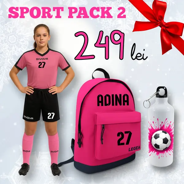 SPORT PACK 2 personalizat ROZ XL, Tricou roz, șort negru