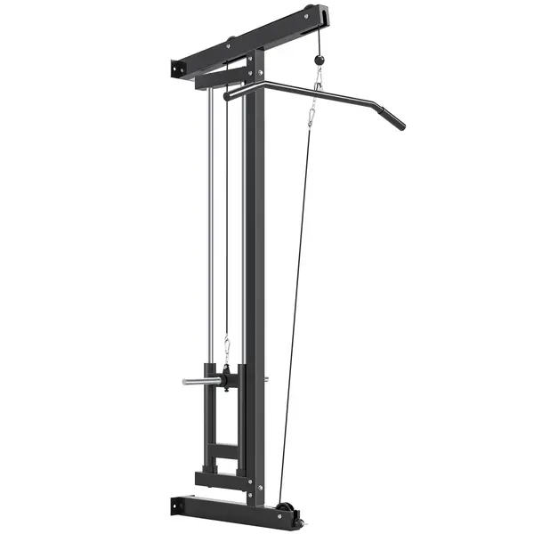 SPORTNOW Aparat de forță montat pe perete, stație de tracțiuni, scripete sus și jos, 2 scripete, din oțel, 75 x 16 x 192 cm, negru | Aosom Romania