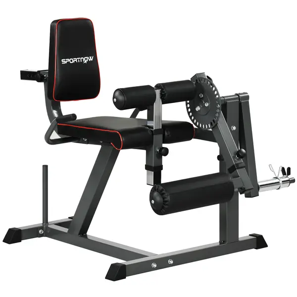 SPORTNOW Aparat pentru Gambe cu Spătar și Perne Reglabile și Spațiu pentru Greutăți, 100x90x105 cm, Negru | Aosom Romania