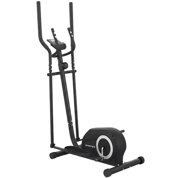 SPORTNOW Bicicletă eliptică, ecran LCD, 8 niveluri rezistență, senzor puls, Bluetooth, suport pentru telefon, 100x52x153cm, Gri | Aosom Romania
