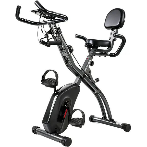 SPORTNOW Bicicletă hometrainer 3 în 1 pliabilă, silențioasă, ergometru recumbent cu monitor LCD, Bluetooth, senzor de ritm cardiac, bandă de rezistență | Aosom Romania