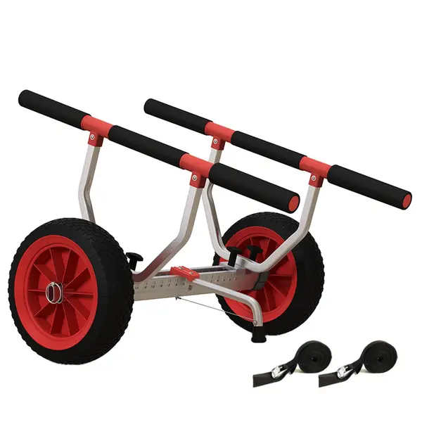 SPORTNOW Cărucior de Transport pentru Caiac și Canoe cu Lățime Reglabilă din Aluminiu, 79x72,5x42 cm, Negru | Aosom Romania
