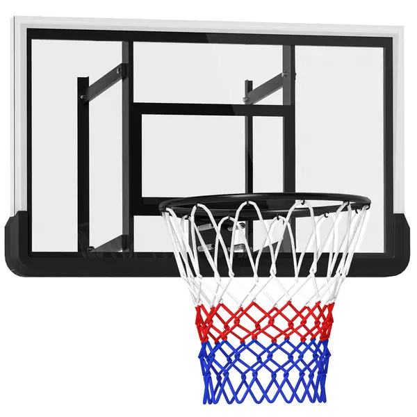 SPORTNOW Coș de baschet pentru montare pe perete, coș amortizant, placă spate rezistentă la rupere, Negru | Aosom Romania