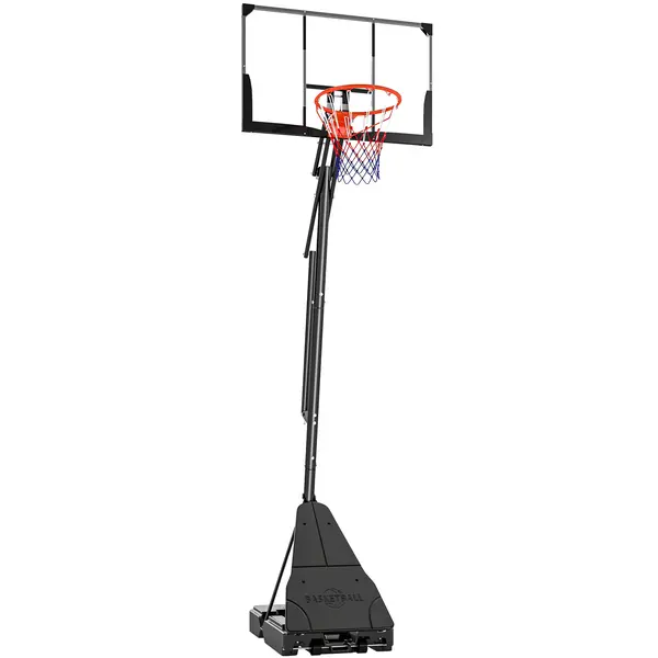 SPORTNOW Coș de Baschet Portabil pentru Exterior, Reglabil 2,45-3,05 m, Panou Rezistent la Șocuri, Reglare cu Manivelă | Aosom Romania