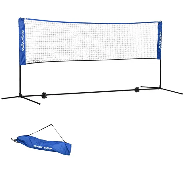 SPORTNOW Fileu de badminton, fileu portabil, înălțime reglabilă 107-155 cm, cu geantă de transport, cadru metalic, negru, albastru | Aosom Romania