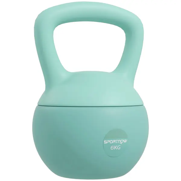 SPORTNOW Kettlebell 6 kg cu mâner antiderapant pentru fitness, forță și cardio, 19 x 19 x 28 cm verde | Aosom Romania