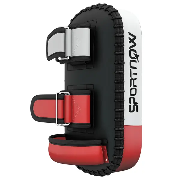 SPORTNOW Plastron pentru Muay Thai, Kickbox, Piele Sintetica, 0,4 kg, 38x20x18 cm, Negru/Rosu/Alb | Aosom Romania