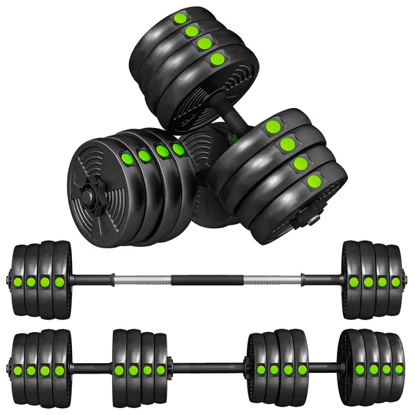 SPORTNOW Set 2 în 1 cu 2 Gantere Convertibile în Bară, Greutate Totală 30 kg și Discuri de Greutate Reglabile, Negru | Aosom Romania