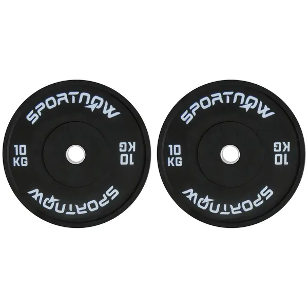 SPORTNOW Set 2 Placi Greutati Olimpice 10 kg Cauciuc pentru Haltere Orificiu 5 cm Acasa Sala | Aosom Romania