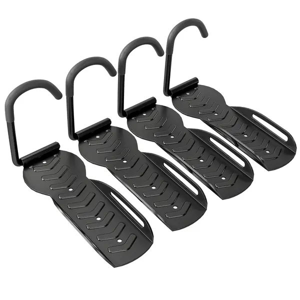 SPORTNOW Set de 4 suporturi de bicicletă murale, cârlig de perete pentru biciclete, pentru interior și exterior 25,5 x 10,5 x 4 cm, negru | Aosom Romania