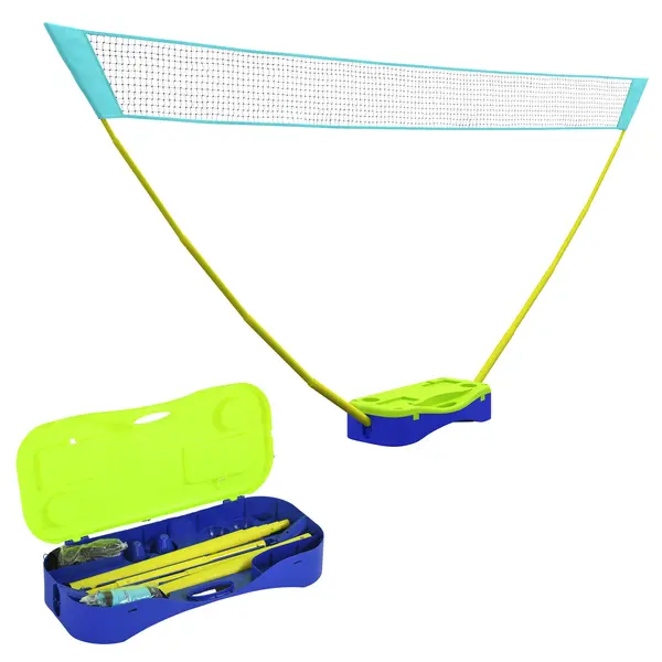 SPORTNOW Set de Badminton și Volei, 3 Piese, 400 cm x 22,4 cm x 155 cm, Negru + Albastru + Verde | Aosom Romania