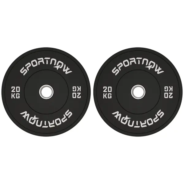 SPORTNOW Set de Discuri de Greutate cu Protecție din Cauciuc Solid cu Orificii, Փ45x8 cm, Negru | Aosom Romania