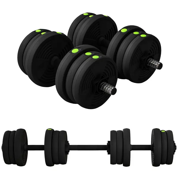 SPORTNOW Set Greutăți 2 în 1 cu Gantere Convertibile în Halteră și Reglabile, 105x20x20 cm, Negru | Aosom Romania