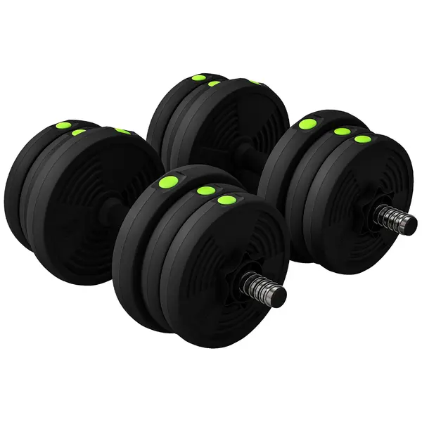 SPORTNOW Set Greutăți 2 în 1 cu Gantere Convertibile în Halteră și Reglabile, 105x20x20 cm, Negru | Aosom Romania