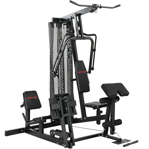 SPORTNOW Stație de forță Fitness cu bară lat Butterfly, 65kg greutăți, cablu, până la 120kg | Aosom Romania