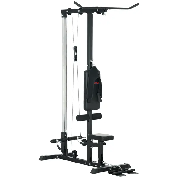 SPORTNOW Stație de forță pentru acasă, remuri, fără greutăți, aparat de fitness pentru acasă, oțel, piele artificială, Negru | Aosom Romania