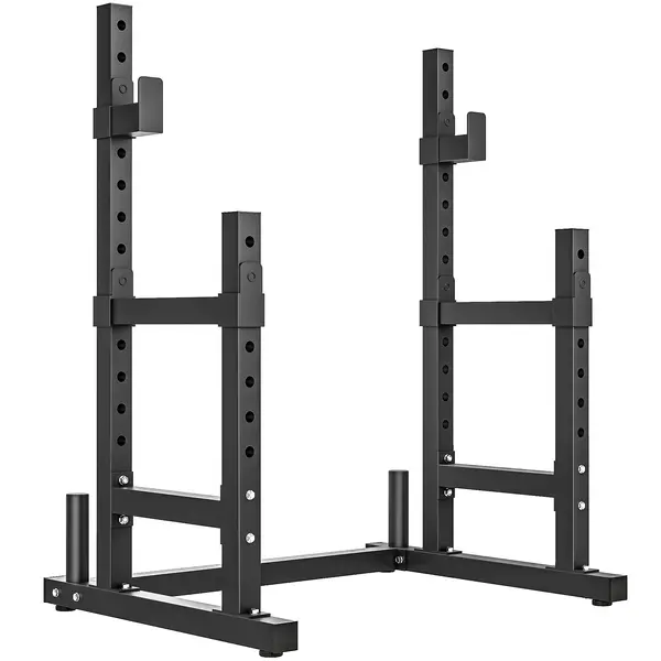 SPORTNOW Suport Reglabil pentru Haltere, 2 Nivele cu Suport pentru Discuri, din Oțel, 110x91x145 cm, Negru | Aosom Romania