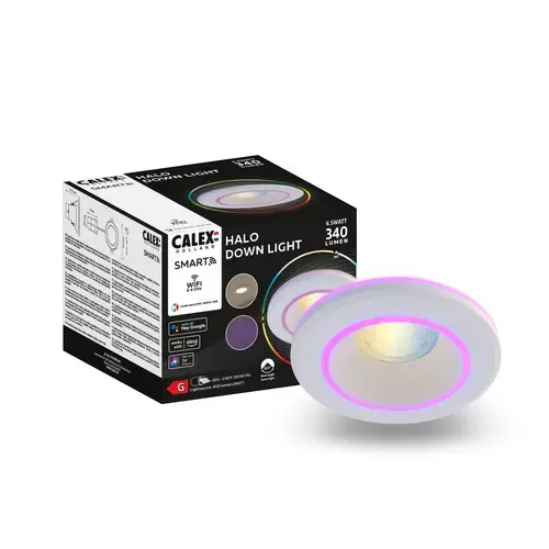 Spot LED Calex Smart Halo 10cm, RGB lumina calda, 6.5W, 340 lm, IP20, clasa G (Alb)