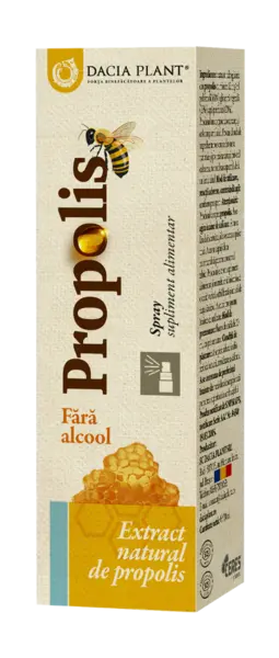 Spray cu extract natural de propolis fara alcool, 20ml, Dacia Plant