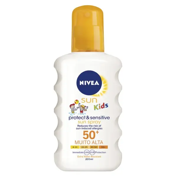 Spray cu Protectie Solara Nivea Sun Kids Protect & Sensitive, SPF 50+, pentru Copii, 200 ml