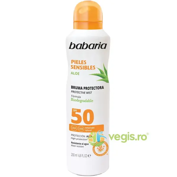 Spray cu Protectie Solara pentru Pielea Sensibila cu Aloe Vera SPF50 200ml
