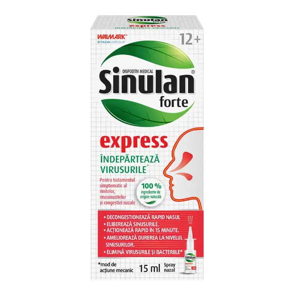 Spray nazal Sinulan Express Forte, 15ml, Walmark
