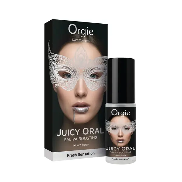 Spray oral ORGIE – Juicy Oral Saliva Boosting, efect hidratant și prospețime cu aromă de mentă, 15 ml