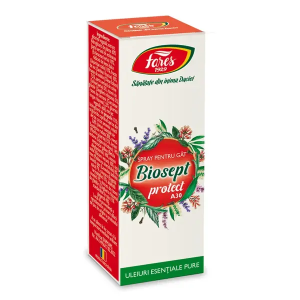 Spray pentru gat A30 Biosept, 20 ml, Fares