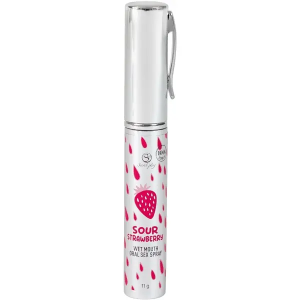 Spray pentru sex oral adânc SECRET PLAY Sour Strawberry, fără gluten și lactoză, fără zahăr, aromă de căpșuni, 11 ml
