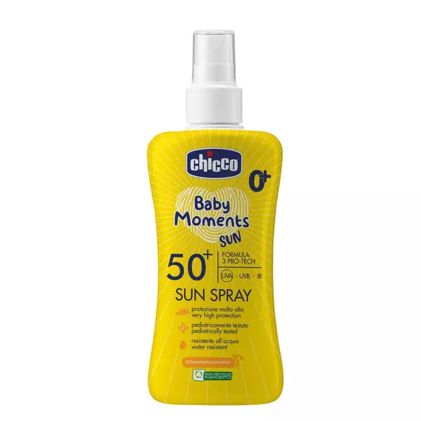 Spray protectie solara Baby Moments SPF 50+ de la 0 luni+, 150ml, Chicco