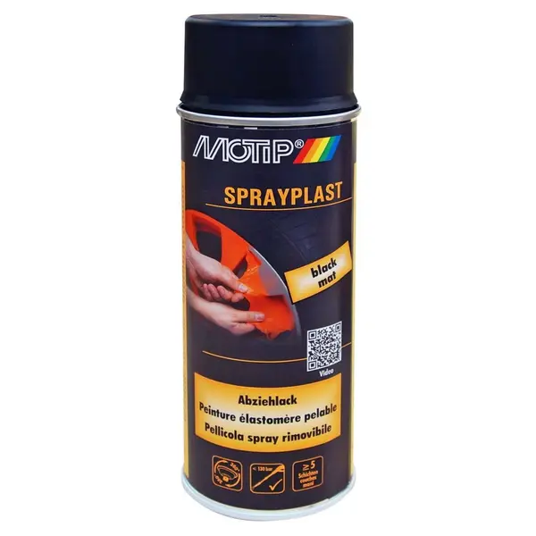 Spray vopsea folie detasabila MOTIP Sprayplast negru mat 400 ml