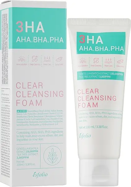 Spumă de curățare pentru față 3HA Clear Cica Mildly Acidic, esfolio, 100g
