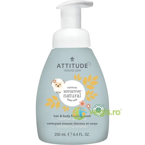 Spuma de Curatare pentru Par si Corp Bebelusi Sensitive Skin Baby Natural 250ml