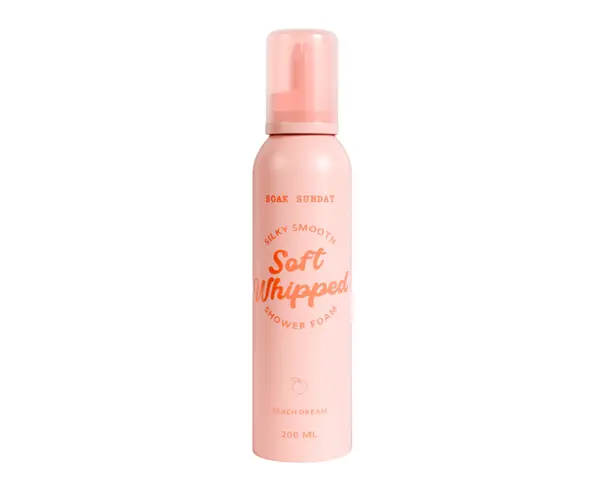 Spuma de dus cu aroma de piersica Soft Whipped, 200ml, Soak Sunday