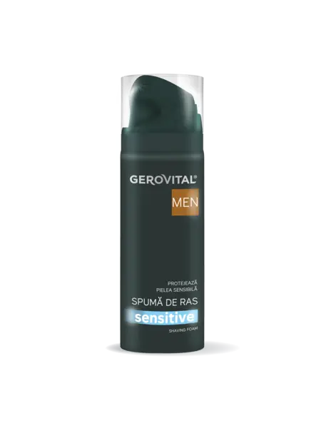 Spumă De Ras Sensitive Cu Extract De Tămie Indiană și Lemn-dulce Efect Calmant și Regenerant Pentru Pielea Sensibilă, Gerovital Men, 200 Ml