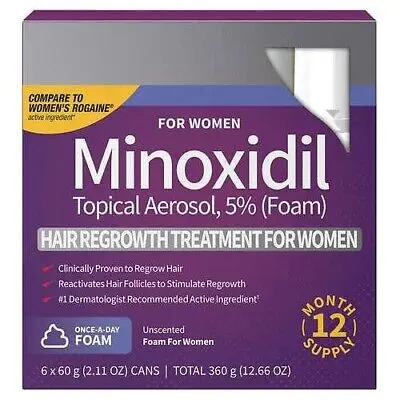 Spuma, Kirkland Signature, Minoxidil 5%, Tratament Impotriva Caderii Parului, pentru Femei, 6x60ml
