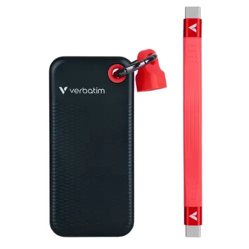 SSD Extern Verbatim Pocket, 256GB, USB-C 3.2 Gen 2, Negru/Rosu